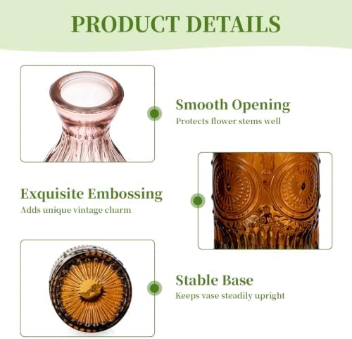 Glasseam Glass Bud Vases for Flowers: 10Pcs Fall Amber Small Vases Set - Image 6