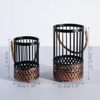 2PCS Candlestick Candle Barrels Moroccan Style Retro Lanterns Projection Lights Hollowed-Out Decorations Home Ramadan Hanging Outdoor Indoor Courtyard Porch Festival Weddings - Image 2