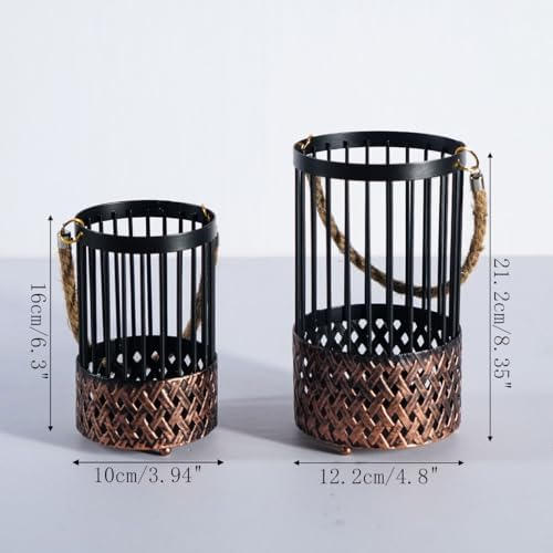 2PCS Candlestick Candle Barrels Moroccan Style Retro Lanterns Projection Lights Hollowed-Out Decorations Home Ramadan Hanging Outdoor Indoor Courtyard Porch Festival Weddings - Image 2
