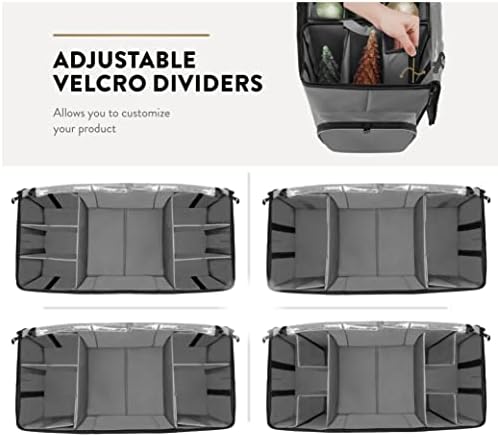 ZOBER All in One Christmas Ornament Storage Box & Decoration Container - Easy Access Removable Trays, Keeps 73 Ornaments - Adjustable Extent Area for Figurines and Pockets for Decoration - Gray - Image 5
