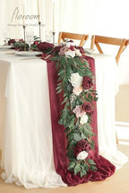 Floroom 6ft Artificial Eucalyptus Garland with Flowers Fake Greenery Faux Floral Vine Garland for Table Decor Wedding Centerpieces Bridal Shower Party Decorations, Burgundy & White - Image 2
