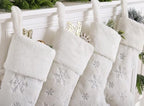 CARAKNOTS White Christmas Stockings 5 Pack, Large Faux Fur Silver Snowflake - Image 2
