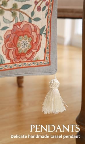 bilin gaier Designer Vintage Linen Table Runner,71"x12"-Flowershadow - Image 7
