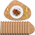 ADRIMER Placemats, Heat Resistant Round Placemats Set of 12 Washable 13 x 17 Inch, Waterproof Table Mats Wipeable for Kitchen, Dining Room Table Christmas Decor, Camel by Adrimersdreamistobeanindispensablecompanioninyourlife