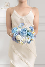 TINGE TIME Artificial Wedding Flower Combo, Blue Rose Peony Flowers - Image 4