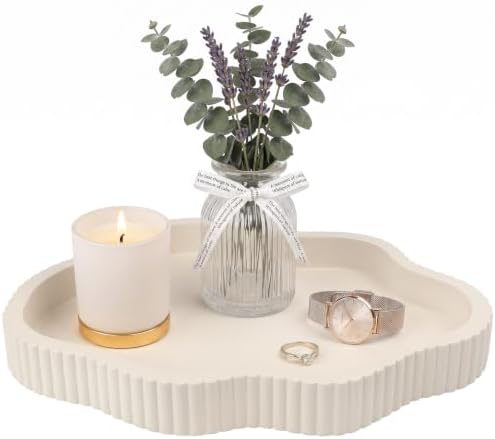 11 in Resin Coffee Table Tray for Home Decor,Bandejas Decorativas para La Sala for Coffee Table Decor,Modern Organizer for Living Room&Kitchen Counter(Model A Beige) by Unknown
