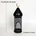 13.6inch Moroccan Lantern Lamp Decorative Candle Holders for Ramadan Decorations, Hanging, Outdoor Patio or Porch, Indoor Home Decor（Black） - Image 3