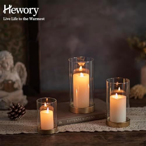 Hewory Hurricane Candle Holder for Pillar Candles: 6Pcs Gold Candle Holders - Image 6