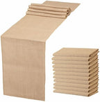 Natural Burlap Table Runner Set of 12 (12 x 72 Inch) | Rustic Jute Table Runners for Wedding, Farmhouse, Thanksgiving, Fall Décor & Parties by BULMAK