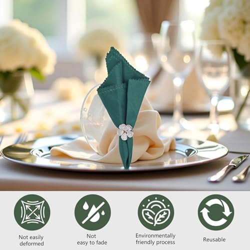 Flower Silver Napkin Rings Set of 50, Shiny Floral Napkin Ring Metal Holder - Image 5