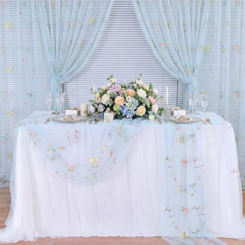 Flower Tulle Table Runner Gauze Centerpieces 10ft Embroidery Spring Lace - Image 5