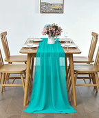 Pufogu 10 Pack 10Ft Turquoise Chiffon Table Runner Sheer 29x120 Inch - Image 4