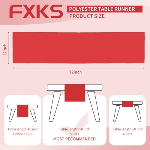 12 Pack Red Polyester Table Runner,12x72 inch Christmas Table Runner Washable and Reusable Rustic Farmhouse Polyester Table Runners for Wedding Birthday Parties Graduations Christmas Decor - Image 2