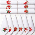 HunnmingRe 12 Pcs Classic Christmas Embroidered Cloth Napkins, 17x17 Inch by HunnmingRe