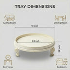 Vintage White Decorative Tray, 11.8 Inch Round Tray with Claw Feet - Image 2