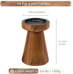 Set of 2 Rustic Acacia Wood Candle Holders for Pillar Candles - Image 2