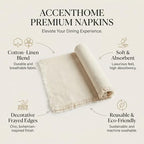 Accent Home Natural Linen Cloth Napkins, Set of 12, 18x18 Inches - Image 2