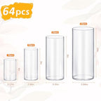 64 Pack Glass Cylinder Vases 4,6,8,10 Inch Tall Clear Flower Vase Hurricane Floating Candle Holder for Table Centerpiece Wedding Home Decor - Image 2