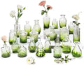 Clear Gradient Green Glass Bud Vase Set of 22 Pcs,Small Bud Vases in Bulk,Glass Crystal Flower Vases Table Centerpieces for Party Event Wedding Decor Baby Shower Decorations (Gradient Green, 22 Pcs) by JXINDUJU