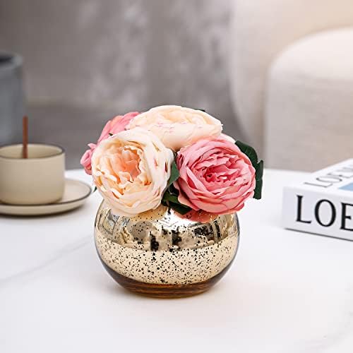 Set of 6 Bling Vases - Round Golden, Silver & Rose Gold Table Vase - Party & Wedding Centerpiece (Gold, X-Large) - Image 3