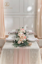 TINGE TIME Flower Garlands, 2 PCS Artificial Eucalyptus Garlands, Handcraft Artificial Rose Garland for Arch Wedding Sweetheart Table Ceremony Backdrop Decorations for Home (DustyRose&Champagne) - Image 4