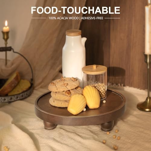 EOSAHR Acacia Wood Display Riser: Pedestal Stand for Home Decor, Dark Brown - Image 4