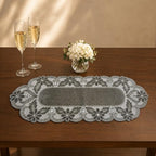 Handmade Beaded Table Runner 13 x 36 Inch, Grey Milky Floral Design, Decorative Dining Table Accent - Image 5