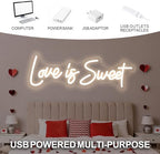 Love is Sweet Neon Sign, Warm White Romantic LED Wall Light Dimmable - Image 6