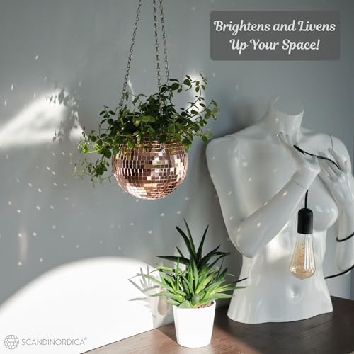 SCANDINORDICA Disco Ball Planter, Value Package, 6-inch Rose Gold - Image 4