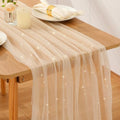 10pcs Fall/Halloween Table Runner 10 ft Champagne Gold Metallic Foil Sheer by Windkream
