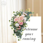 Odouzy Artificial Wedding Arch Flowers for Wedding Sign,Set of 2 for Welcome Ceremony Sign,Faux Floral Swags, Banquet and Reception Backdrop Floral Decoration (Pink) - Image 3