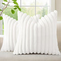decorUhome Fall Faux Fur Throw Pillow Covers 24x24 Set of 2 White by decorUhome