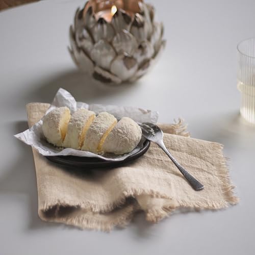 Handmade Cloth Napkins 100% Cotton Napkins with Fringe，Delicate Handmade Cloth Napkins for Dinners, Parties, Weddings and More，18 x 18 Inch Set of 12 - Beige - Image 5