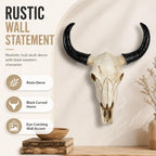 IMIKEYA Cow Skull Wall Decor, Resin Bull Skull with Horns, 8.5x8.5x2.4 Inch - Image 5