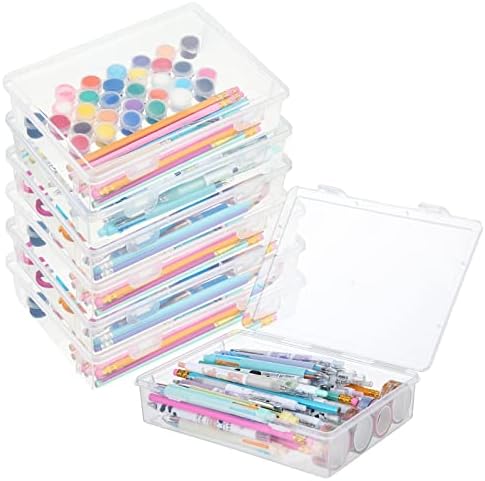 Qunclay Plastic Storage Box with Lid, 6 Pcs, 13'' x 9'' x 2'' by Qunclay