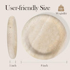 Koville Italian Round Travertine Tray, 8" Vanity Decorative Marble Tray for Countertop, Catchall for Perfume, Candles, Jewelry Dish - Image 2