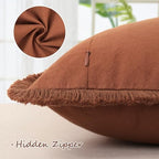 ZWJD Pillow Covers 20x20 Set of 2 Rust Throw Pillow Covers with Fringe Chic Cotton Decorative Pillows Square Cushion Covers for Sofa Couch Bed Living Room Farmhouse Boho Decor - Image 2