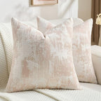 FUTEI Pack of 2 Faux Cashmere Throw Pillow Covers 22x22 Inch, Pink White by FUTEI