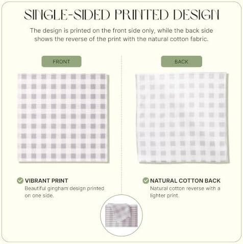 Cloth Napkins Set of 12, 100% Cotton Reusable Gingham Printed Dinner Napkins, 18x18 Inch Washable Table & Kitchen Napkins for Home, Dining, Entertaining, Cloud Gray & White - Image 2