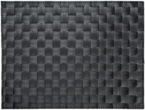 Restaurantware Rectangle Black Woven Placemat, 16 x 12 in, 6 Pack - Image 2