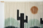 Macrame Wall Hanging Handmade Green Cactus Dip-Dye Fiber Art 57"W*35"L - Image 6