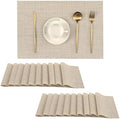 Leetaltree Woven Vinyl Beige Placemats Set of 20, Linen Look & Easy to Clean by Leetaltree-ArtatEveryTable