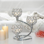 Metal Crystal Candle Holder Set of 6 - Elegant 3-Arm Tea Light Centerpiece with Shining Crystal Bowl, Wedding Anniversary Table Decor for Dining, Party (Silver, 6 Pcs 3 Arm) - Image 6