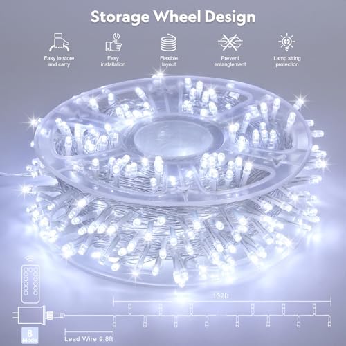 JMEXSUSS 132 ft 400 LED White Christmas Lights Indoor Outdoor - Image 4