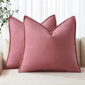 MIULEE Decorative Linen Euro Sham Pillow Covers 24x24 Cranberry Red by MIULEE