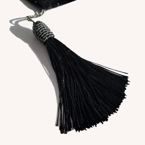 Elegant Black Table Runner, Ombre Velvet, Sequin Rhinestone, 13"X120" - Image 3