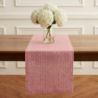 Solino Home 100% Pure Linen Table Runner, 14 x 90 in, Red and White Striped by SolinoHome