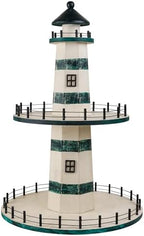 SAILINGSTORY Lighthouse Tiered Tray Stand Coastal Beach Decor Teal by HOMEDECORSAILINGSTORY