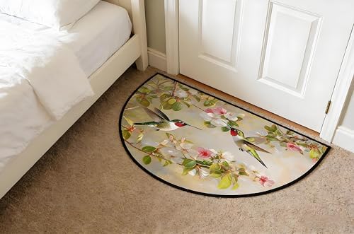 Spring Hummingbirds Door Mat for Outdoor Indoor Welcome Mat Half Round Doormat Entryway Rug 24" x 36" Door Mats for Home - Image 5