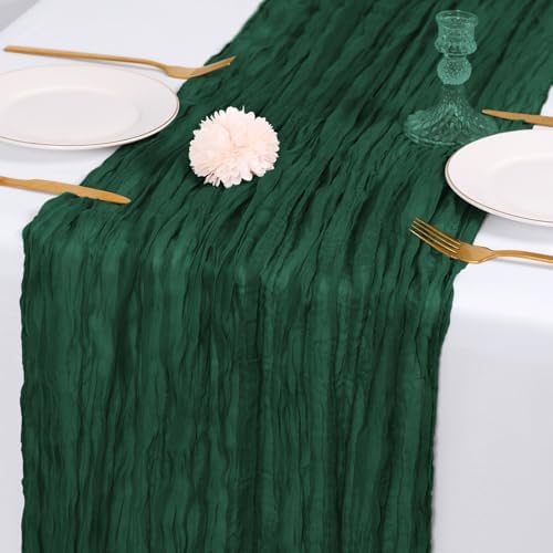 28 Pack Emerald Green Cheesecloth Table Runner 17x108 Inch Semi Sheer Boho Gauze Cheese Cloth Fabric Table Runners, for Wedding Party Baby Shower Birthday Home Decor Garden Farmhouse - Image 7
